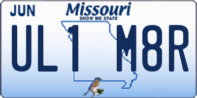 MO license plate UL1M8R