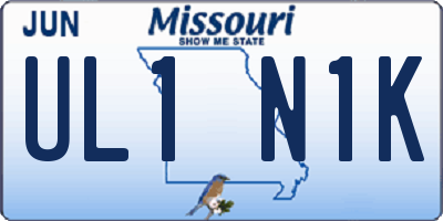 MO license plate UL1N1K