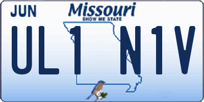 MO license plate UL1N1V