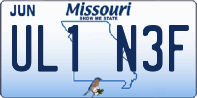 MO license plate UL1N3F