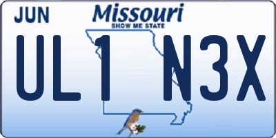 MO license plate UL1N3X
