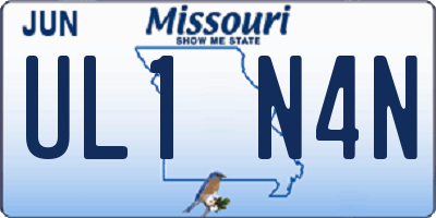 MO license plate UL1N4N