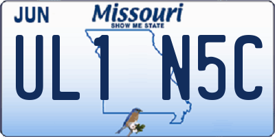 MO license plate UL1N5C