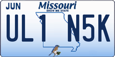 MO license plate UL1N5K