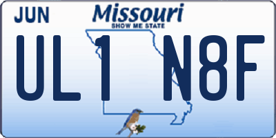 MO license plate UL1N8F