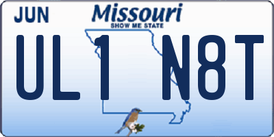 MO license plate UL1N8T