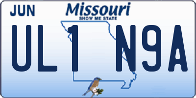 MO license plate UL1N9A
