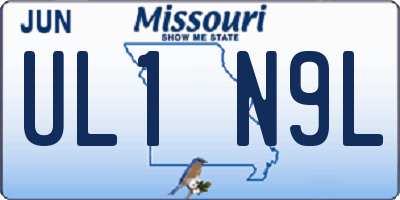 MO license plate UL1N9L