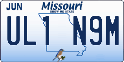 MO license plate UL1N9M