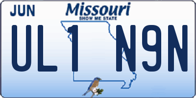 MO license plate UL1N9N