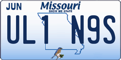 MO license plate UL1N9S