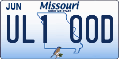 MO license plate UL1O0D