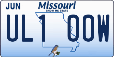MO license plate UL1O0W