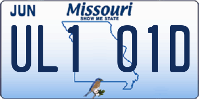 MO license plate UL1O1D