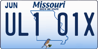 MO license plate UL1O1X