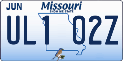 MO license plate UL1O2Z