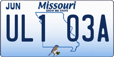 MO license plate UL1O3A