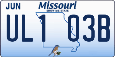 MO license plate UL1O3B