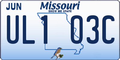 MO license plate UL1O3C