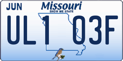 MO license plate UL1O3F