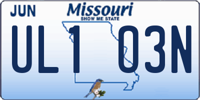 MO license plate UL1O3N
