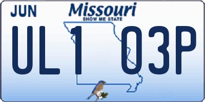 MO license plate UL1O3P