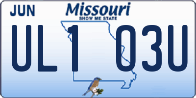 MO license plate UL1O3U