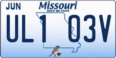 MO license plate UL1O3V