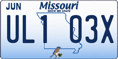 MO license plate UL1O3X