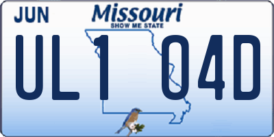 MO license plate UL1O4D