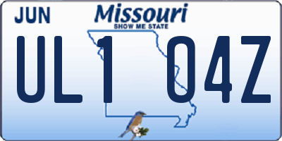 MO license plate UL1O4Z