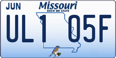 MO license plate UL1O5F