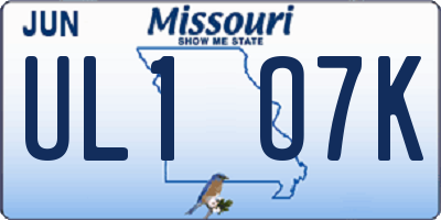 MO license plate UL1O7K
