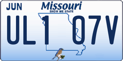 MO license plate UL1O7V