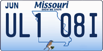 MO license plate UL1O8I