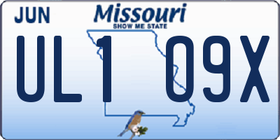 MO license plate UL1O9X
