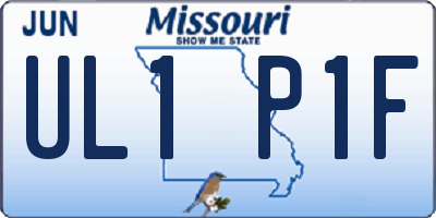 MO license plate UL1P1F