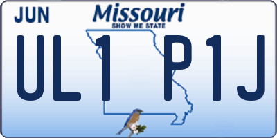 MO license plate UL1P1J