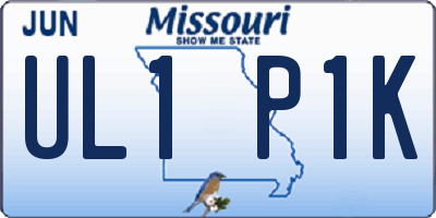 MO license plate UL1P1K