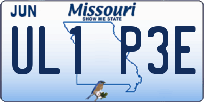 MO license plate UL1P3E