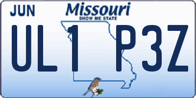 MO license plate UL1P3Z