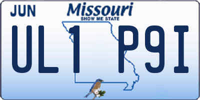 MO license plate UL1P9I