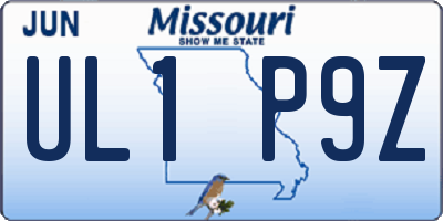 MO license plate UL1P9Z