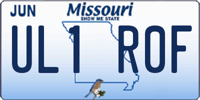 MO license plate UL1R0F