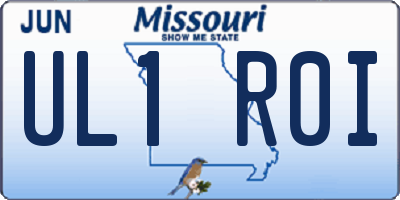 MO license plate UL1R0I
