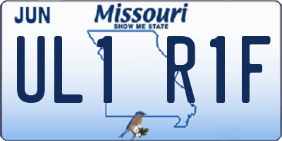 MO license plate UL1R1F