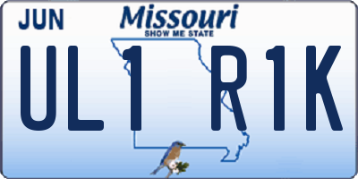 MO license plate UL1R1K