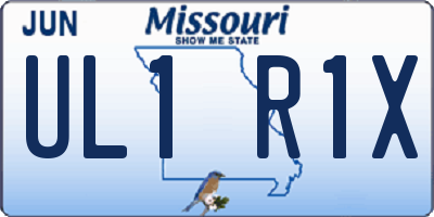 MO license plate UL1R1X