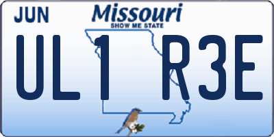 MO license plate UL1R3E