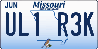 MO license plate UL1R3K